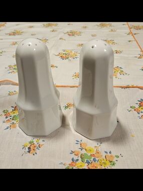 White Ceramic Salt and Pepper Shakers - Pair